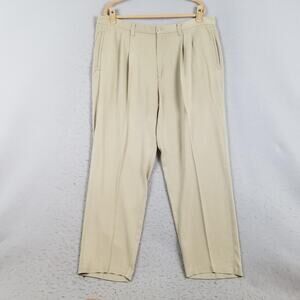 Tommy Bahama Pants Mens 40x30 Beige 100% Silk Pleated Relaxed Dress Slacks